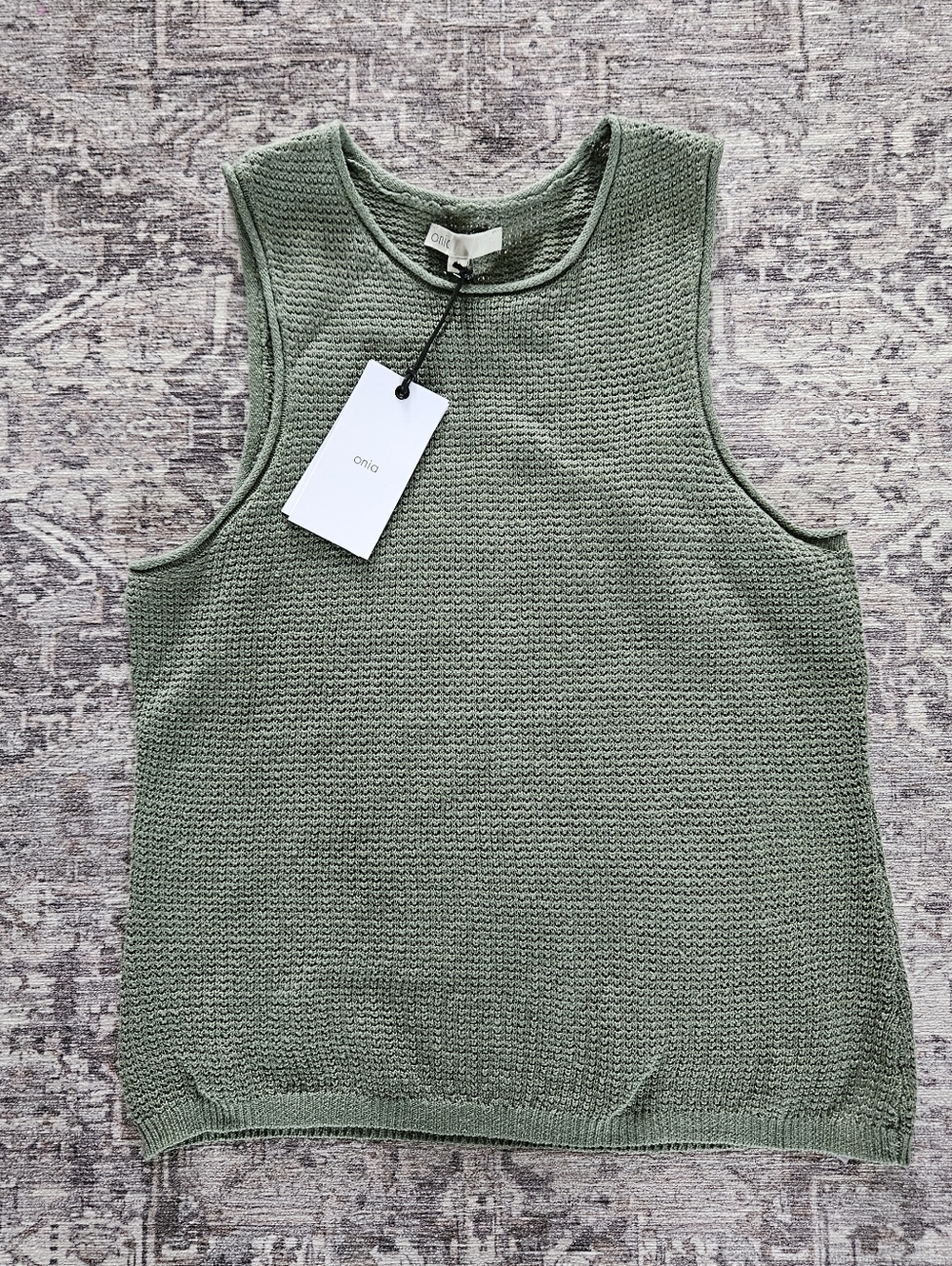 Onia Green Olive Knit Sleeveless Tank